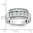 IBGoodman 10k White Gold Men's Polished and Satin 3-Row 1 1/4 Carat A Quality Diamond Ring
