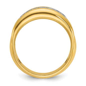 IBGoodman 10k Two-tone Men's Polished and Grooved Bezel Set 7-Stone 1/2 Carat A Quality Diamond Ring