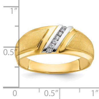 IBGoodman 10k with White Rhodium Men's Polished and Satin 1/20 Carat A Quality Diamond Ring