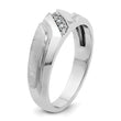 IBGoodman 10k White Gold Men's Polished Satin and Grooved 5-Stone 1/20 Carat A Quality Diamond Ring