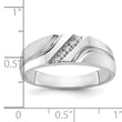 IBGoodman 10k White Gold Men's Polished Satin and Grooved 5-Stone 1/20 Carat A Quality Diamond Ring