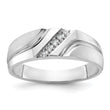 IBGoodman 10k White Gold Men's Polished Satin and Grooved 5-Stone 1/20 Carat A Quality Diamond Ring