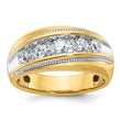 IBGoodman 10k with White Rhodium Men's Polished and Milgrain 1 Carat A Quality Diamond Ring