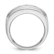 IBGoodman 10k White Gold Men's Polished and Grooved 2 Carat A Quality Diamond Ring