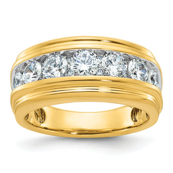 IBGoodman 10k with White Rhodium Men's Polished and Grooved 2 Carat A Quality Diamond Ring