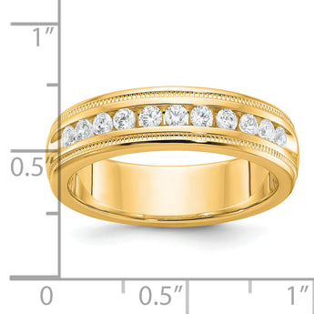 IBGoodman 10k Men's Polished and Milgrain 11-Stone 1/2 Carat A Quality Diamond Ring