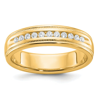 IBGoodman 10k Men's Polished and Milgrain 11-Stone 1/4 Carat A Quality Diamond Ring