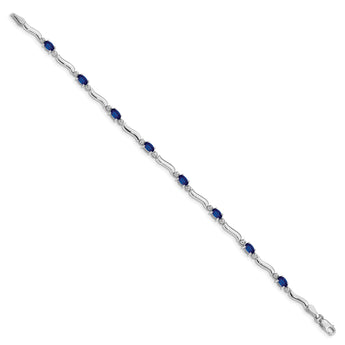 10k White Gold Diamond and Sapphire Bracelet