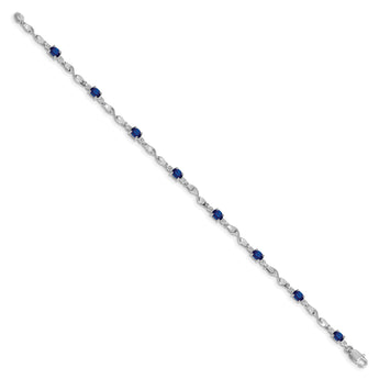 10k White Gold Diamond and Sapphire Bracelet