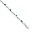10k White Gold Diamond and Emerald Bracelet