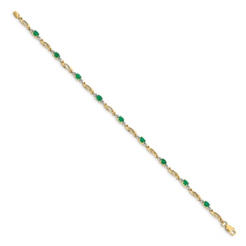 10k Diamond and Oval Emerald Bracelet