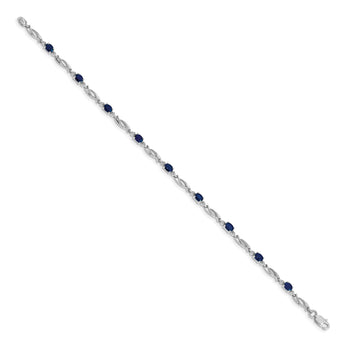 10k White Gold Diamond and Sapphire Bracelet