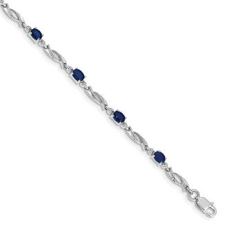 10k White Gold Diamond and Sapphire Bracelet