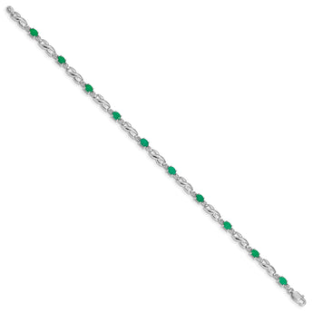 10k White Gold Diamond and Emerald Bracelet