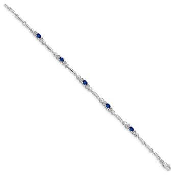 10k White Gold Diamond and Sapphire Bracelet