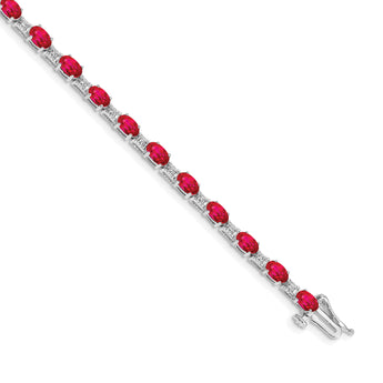 10k White Gold Diamond and Ruby Bracelet