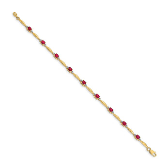 10k Diamond and Oval Ruby Bracelet
