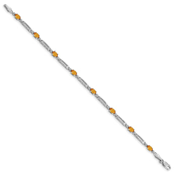 10k White Gold Diamond and Citrine Bracelet