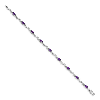 10k White Gold Diamond and Amethyst Bracelet