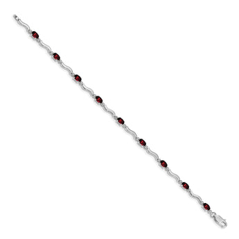 10k White Gold Fancy Diamond and Garnet Bracelet