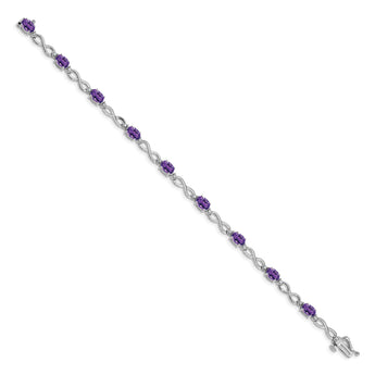 10k White Gold Amethyst and Diamond Infinity Bracelet