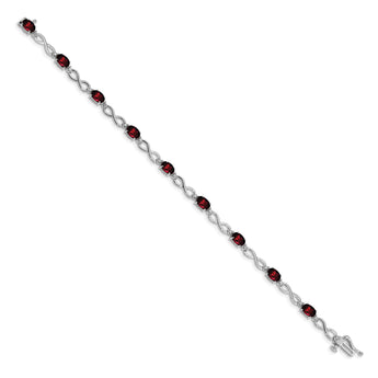 10k White Gold Garnet and Diamond Infinity Bracelet