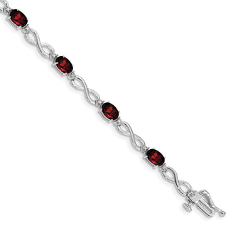 10k White Gold Garnet and Diamond Infinity Bracelet