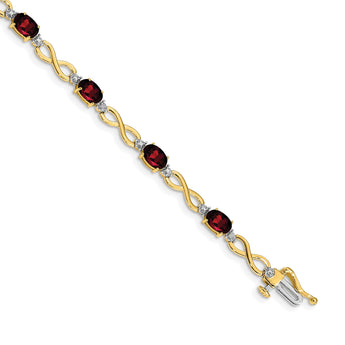 10k Garnet and Diamond Infinity Bracelet