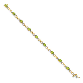10k Peridot and Diamond Infinity Bracelet