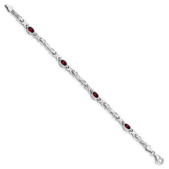 10k White Gold Garnet 4 Stone Bracelet