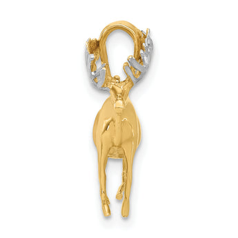 14K and White Rhodium D/C 3D Moose Pendant