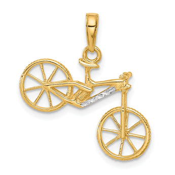 14k and White Rhodium D/C 3D Bicycle Pendant
