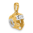 14k and White Rhodium D/C Wrestling Helmet Pendant