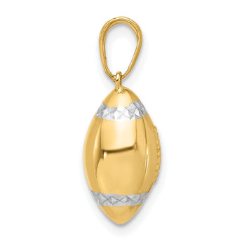 14k and White Rhodium D/C 3D Football Pendant