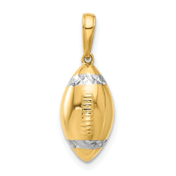 14k and White Rhodium D/C 3D Football Pendant