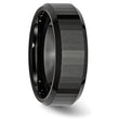 Ceramic Black Faceted Beveled Edge 8mm Polished Band