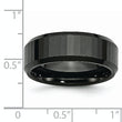 Ceramic Black Faceted Beveled Edge 8mm Polished Band