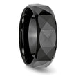 Ceramic Faceted Black 8mm Polished Beveled Edge Band
