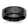 Ceramic Faceted Black 8mm Polished Beveled Edge Band