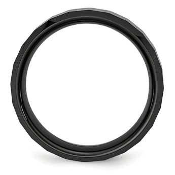 Ceramic Black Faceted Beveled Edge 8mm Polished Band
