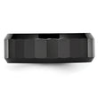 Ceramic Black Faceted Beveled Edge 8mm Polished Band