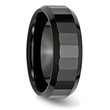 Ceramic Black Faceted Beveled Edge 8mm Polished Band