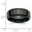 Ceramic Black Faceted Beveled Edge 8mm Polished Band