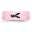 Ceramic Pink Black Laser Accented Ribbon 8mm Polished Band