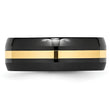 Ceramic Black with 14k Gold Inlay 8mm Polished Band
