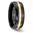 Ceramic Black with 14k Gold Inlay 8mm Polished Band