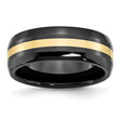 Ceramic Black with 14k Gold Inlay 8mm Polished Band