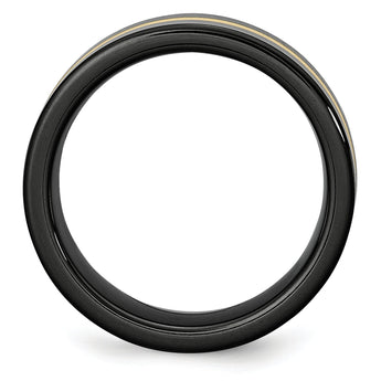 Ceramic Flat Black with 14k Gold Inlay 8mm Polished Band