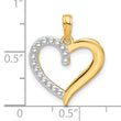 14k and Rhodium Polished Heart Pendant