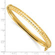 14K Polished and Ridged Hinged Bangle Bracelet